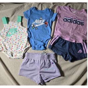 Nike Adidas Champion Baby Girl 0-3M 5Piece Activewear Bundle Romper Bodysuit Set